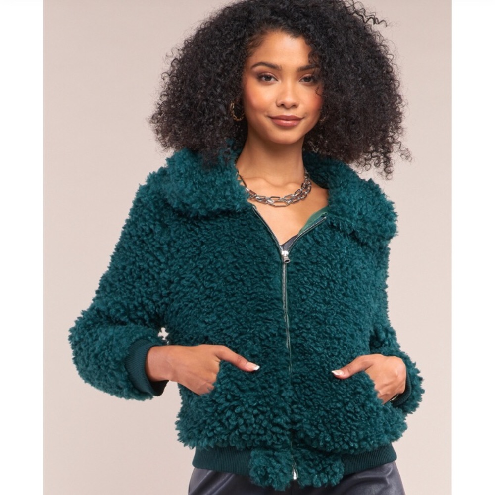 Faux Fur/Shearling Teddy Bomber Cropped Jacket